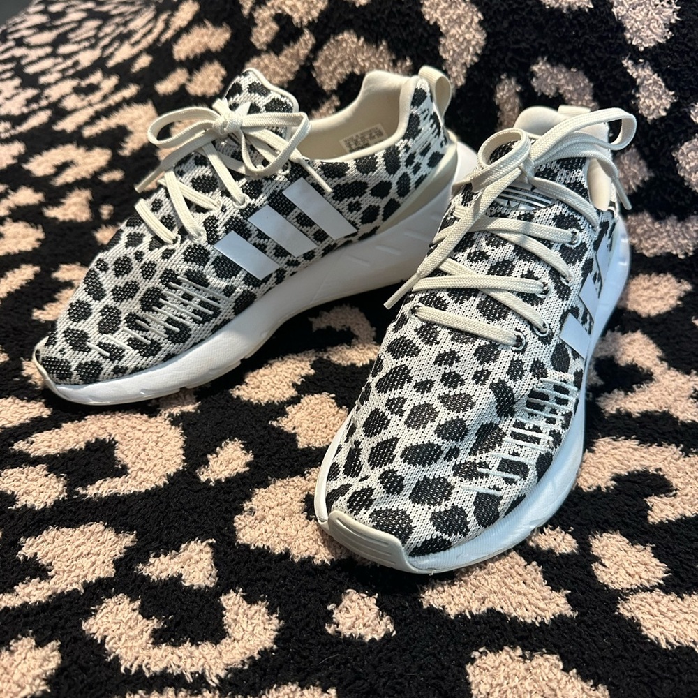 Adidas Black and White Sneakers with Bold Pattern